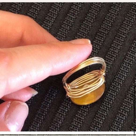 Erin Gallagher Tigers Eye Gold Tone Metal Chain Detail Jewelry Set - Picture 9 of 12